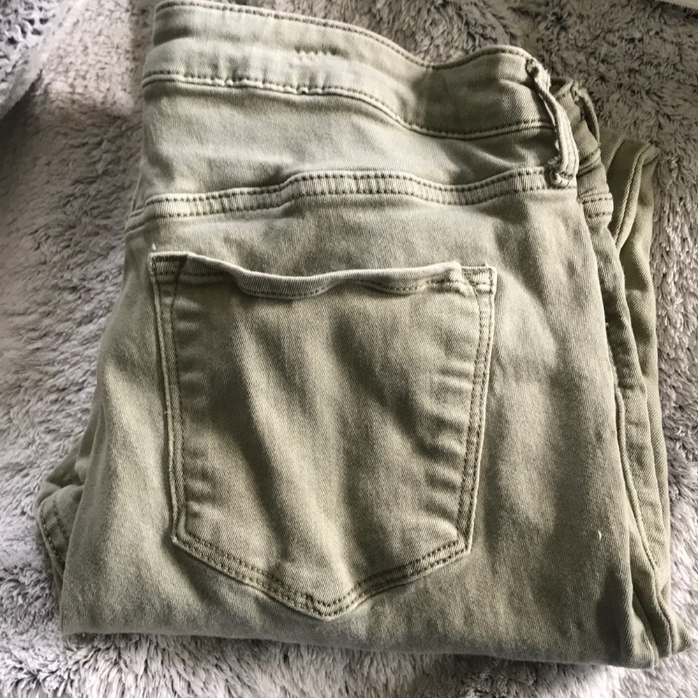 Straight leg light green jeans